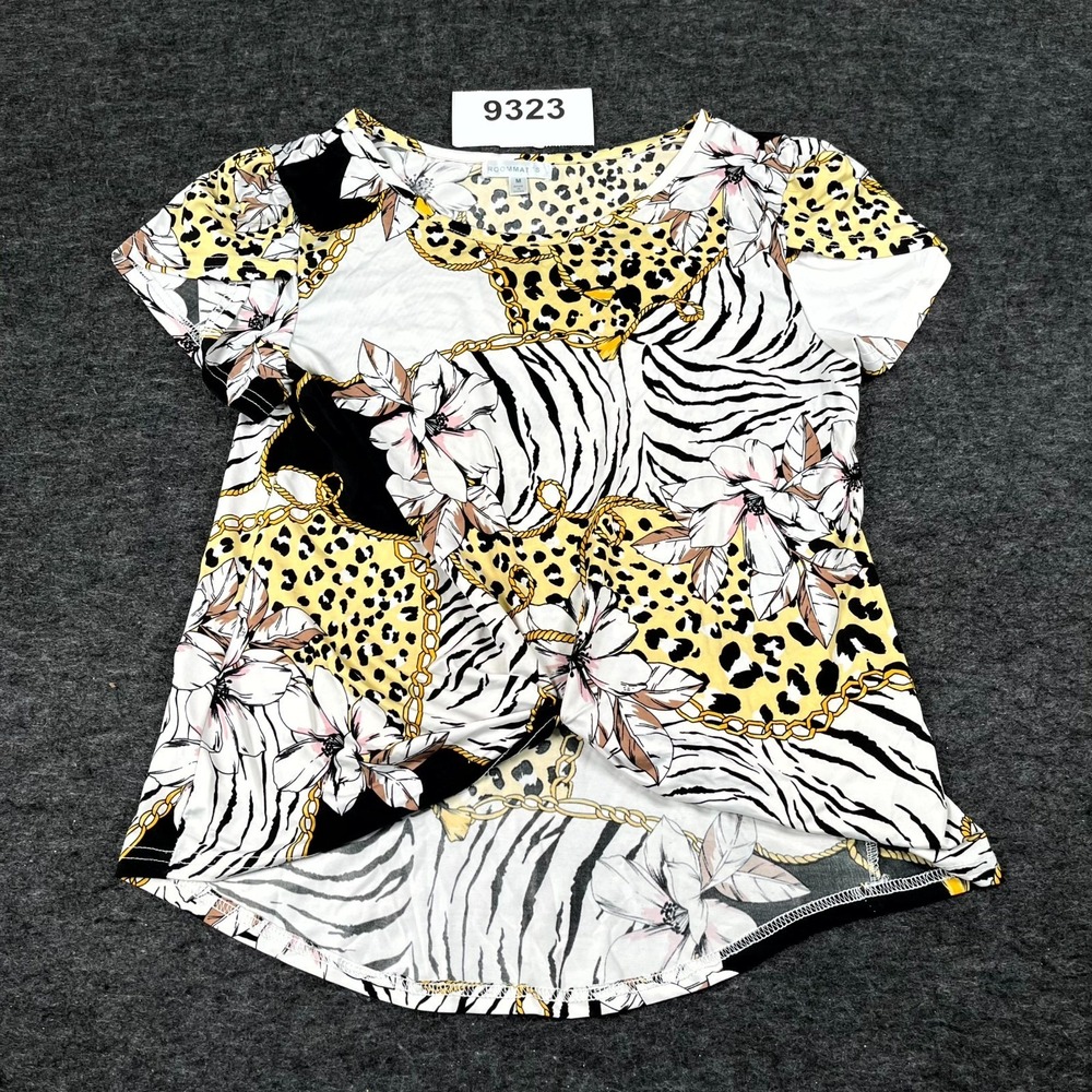 ROOMMATES Blouse Top Womens Medium Multicolor Animal Floral Print Stretch Casual